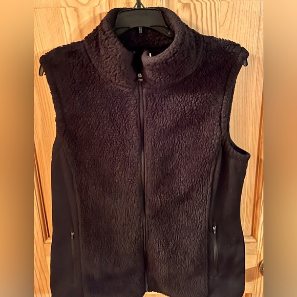 Exertec Women's Black Fleece Vest SZ L Pockets Zippers Casual Gorpcore Cabincore - Picture 1 of 16